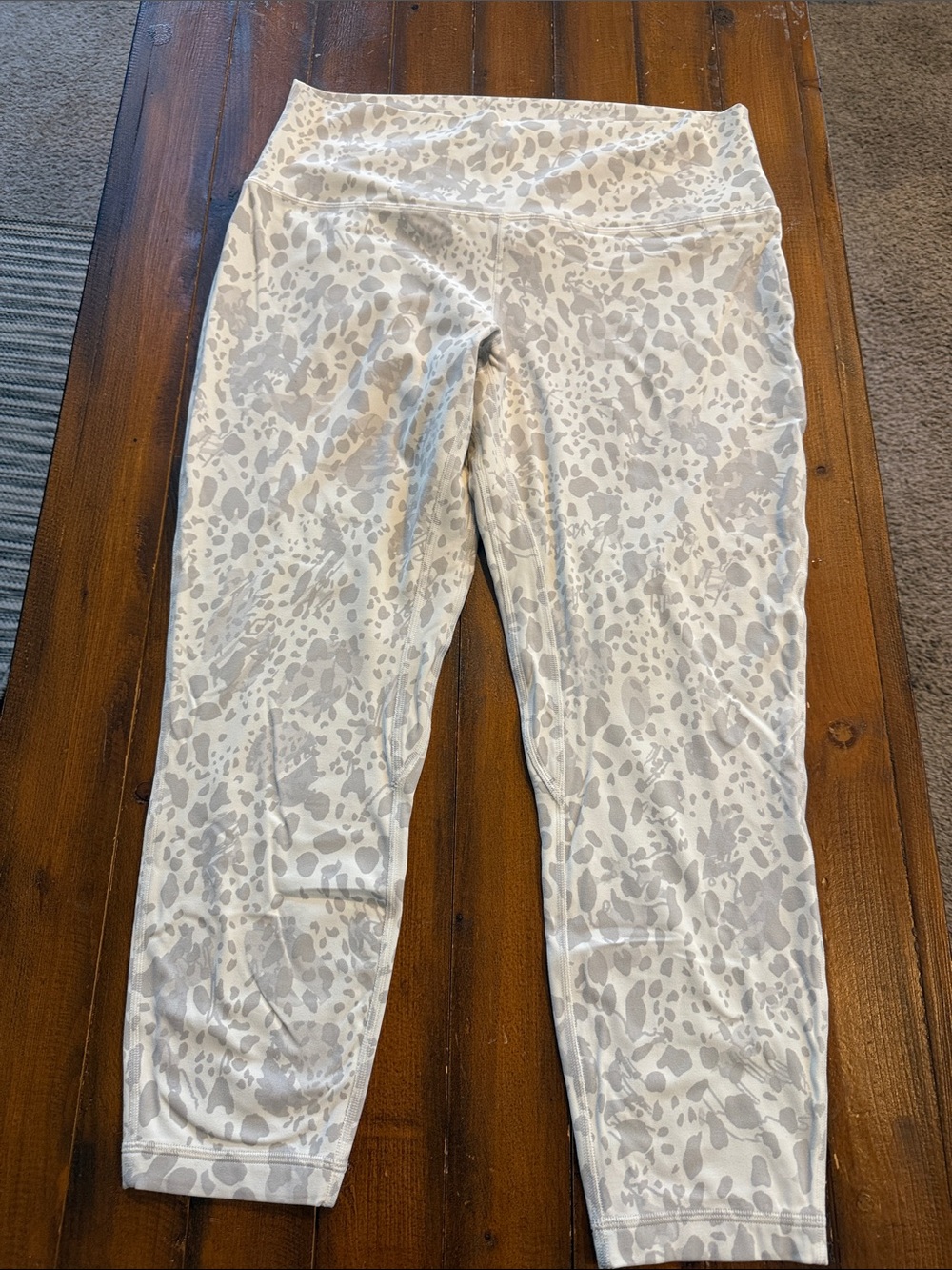 lululemon athletica White and Light Gray Leopard Print Leggings